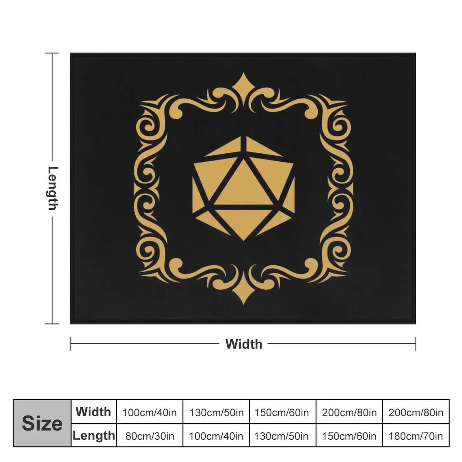 Bordered Tribal Polyhedral D20 Dice Tabletop RPG Gaming Throw Blanket Decorative Beds Sofas Flannel Blankets