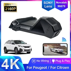 4K HD 2160P Plug And Play Dashcam Wifi Car DVR Video Recorder For Peugeot 3008 Allure 4008 5008 GT DS7 CROSSBACK Citroen C5 X7