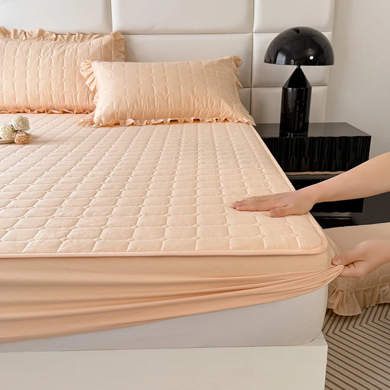1pc Waterproof Pure Cotton Mattress Cover Protector de colchón impermeable Quilted Bed Sheet Thickened 매트리스 커버(no pillwocase)