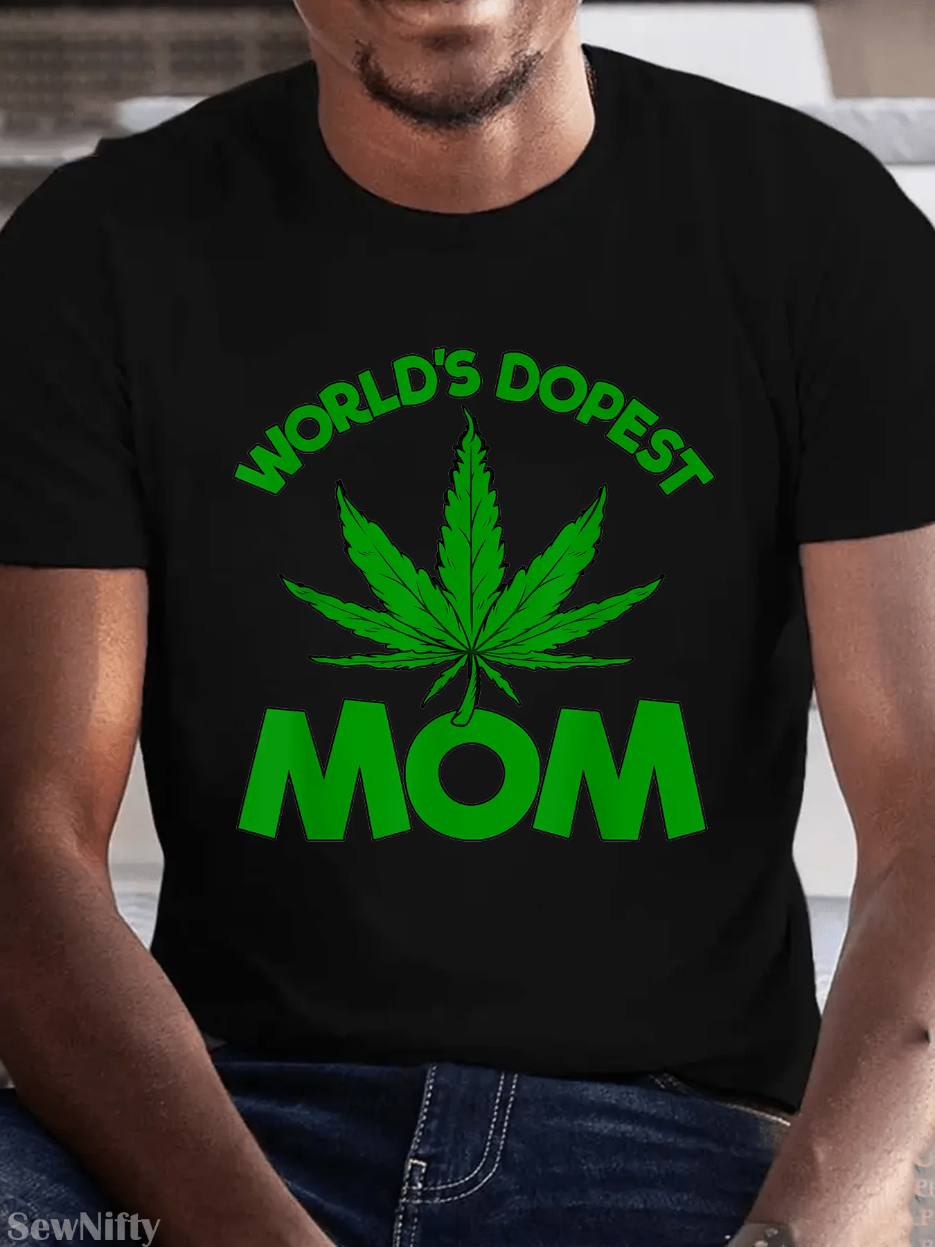 

Men's "World'S Dopest Uncle" Weed T-Shirt - Cotton Green Leaf, All-Season Tee