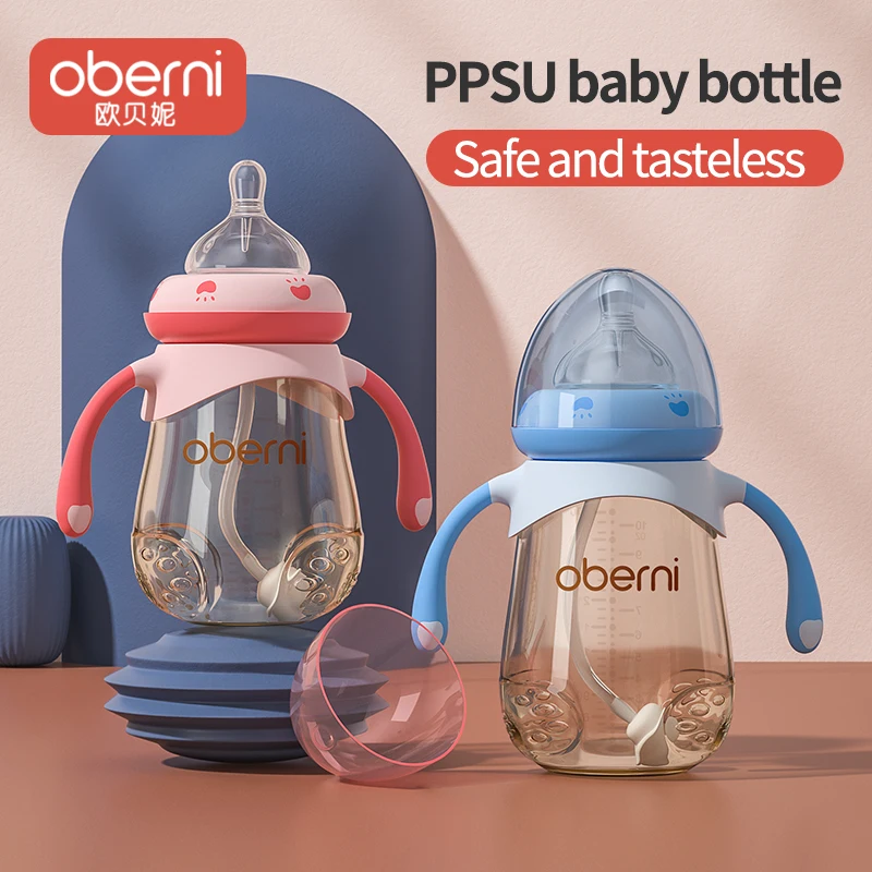 Oberni Anti-Colic baby feeding bottle with silicone nipple handles that baby bottle mimics breast for babies boy and girl