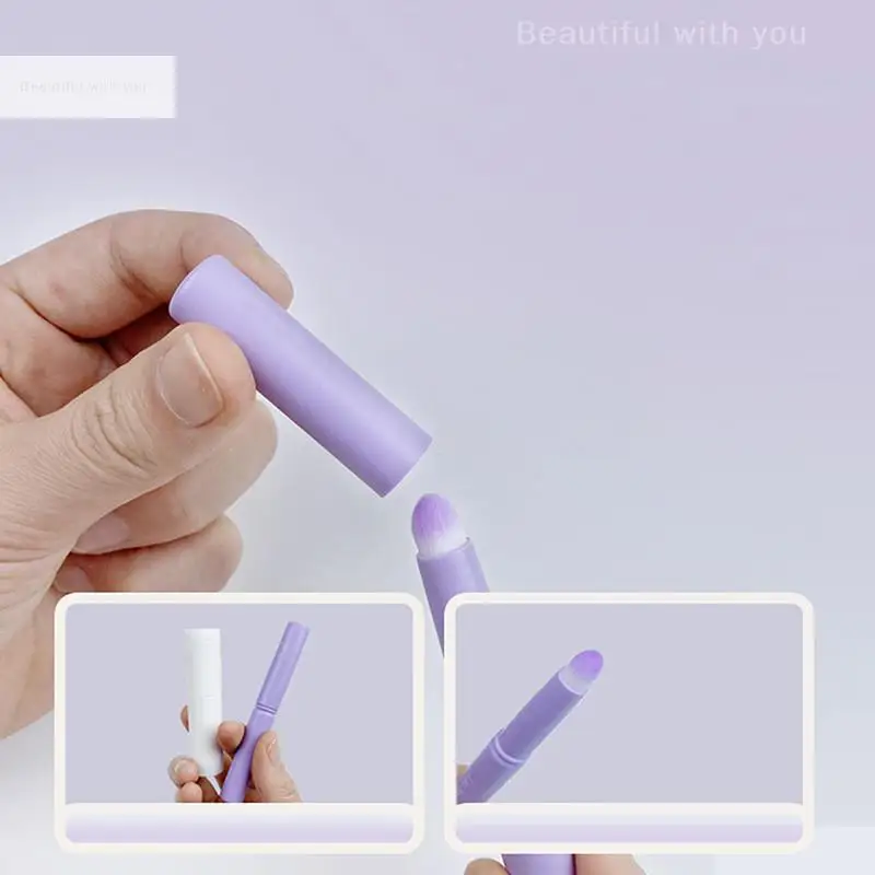 Zachte Make-Upborstels Met Ronde Kop Spons Concealer Borstel Lippenstift Poeder Bladerdeeg Nat Droog Gebruik Foundation Cosmetisch Gereedschap