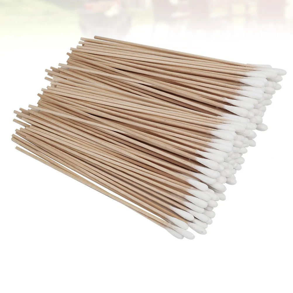 500 PCS Compact Cotton Swabs Multi-purpose Stick Alcohol Large Quantity Wooden Long Handle