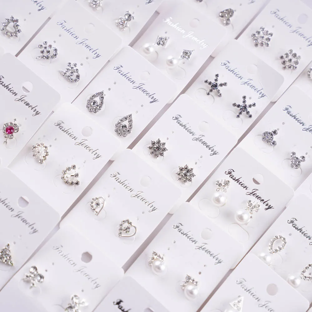 20Pairs/Lot Trendy Simulation Pearl Earrings for Women Fashion Jewelry Rhinestones Wedding Party Gifts for Best Friends
