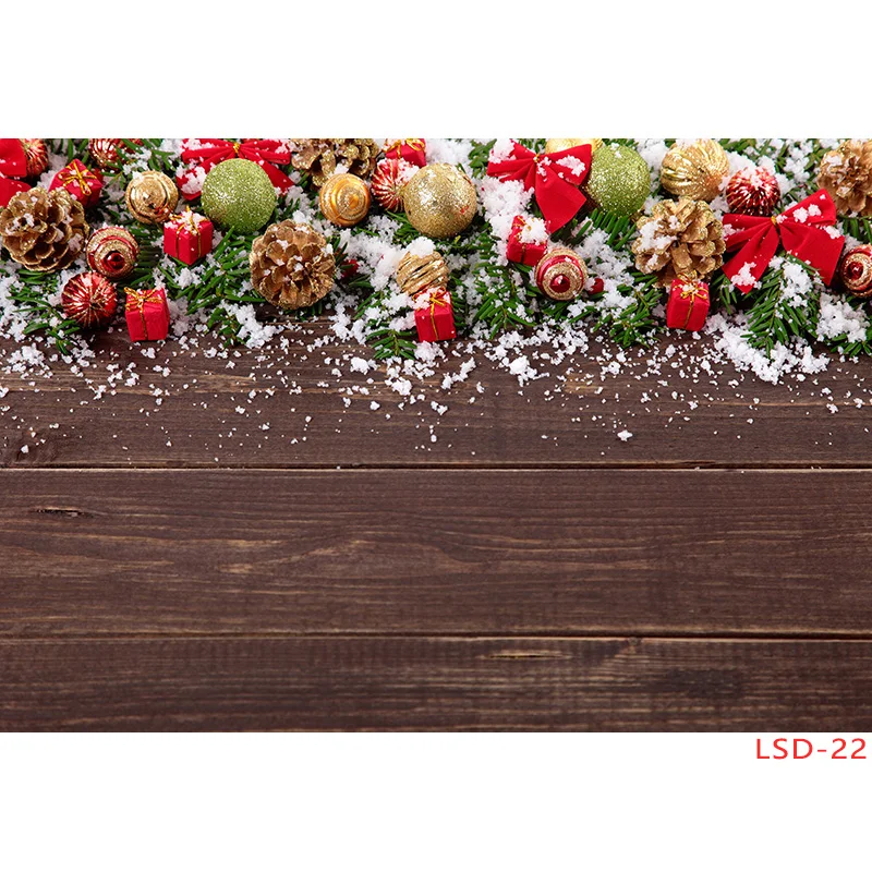 Vinyl Custom Christmas Tree Flower Wreath Wooden Gift Photography Backdrop Window Snowman Cinema New Year Background Prop GHH-96