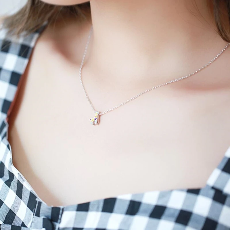 Creavive Simple Color Giraffe Fawn 925 Sterling Silver Clavicle Chain Temperament Trendy Female Necklace NE160
