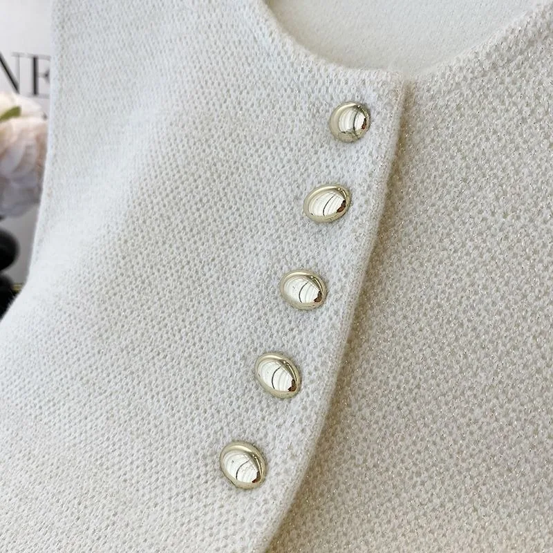 Knitted Vests Women Buttons Solid Loose Office Lady O-neck Sleeveless Coats Autumn Winter New Simple Leisure Korean Trendy Daily