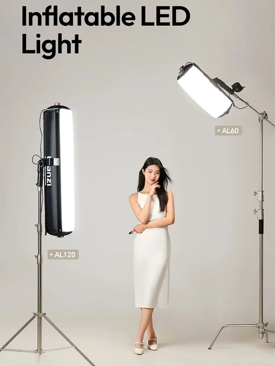 Ulanzi AL60 AL120 68W Dmuchana Lampa Fotograficzna LED Tubus Powietrzny Światło Wideo Dwukolorowe 2700-6500K 2070 Lux z Uchwytem Sterowanie Aplikacją — zdjęcie produktu 7