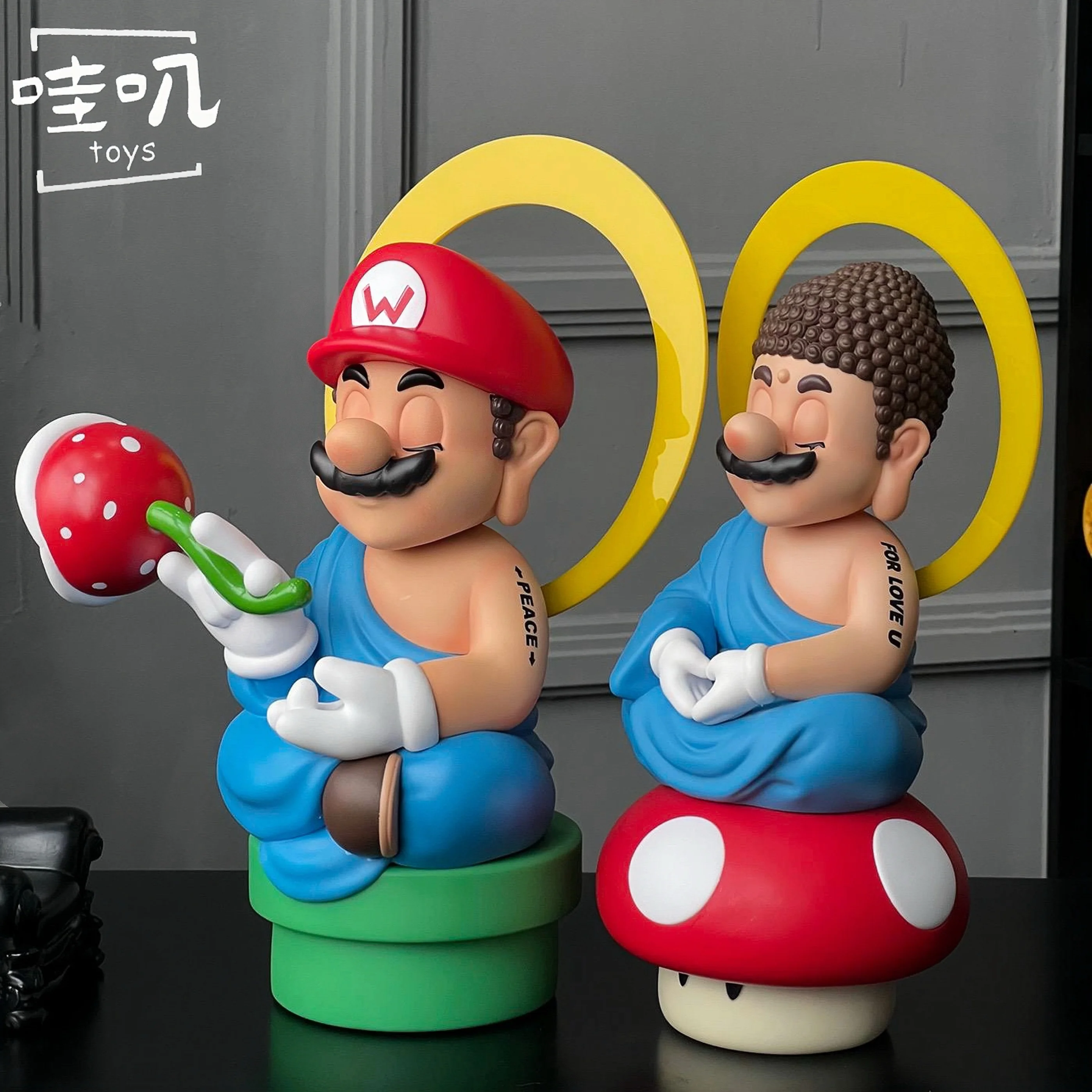 Super Mario cosplay Buddha plumber creative trendy doll desktop figurine large ornament