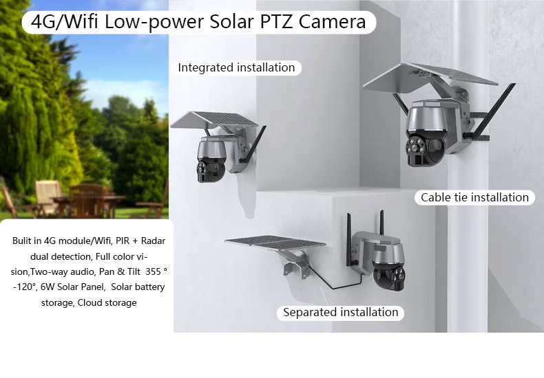 Jianvision 360 Degree Security Outdoor Wireless CCTV Surveillance Camera Highest Quality Wifi Solar Panel-CMOS Memory Card Cloud