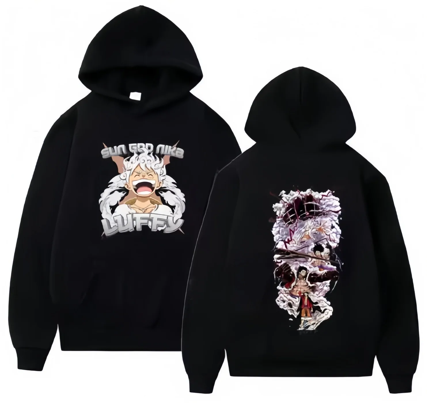 الخريف والشتاء جديد قطعة واحدة لوفي الرجال والنساء عادية فضفاض الطباعة معطف بقلنسوة الوالدين والطفل مقنعين البلوز #4