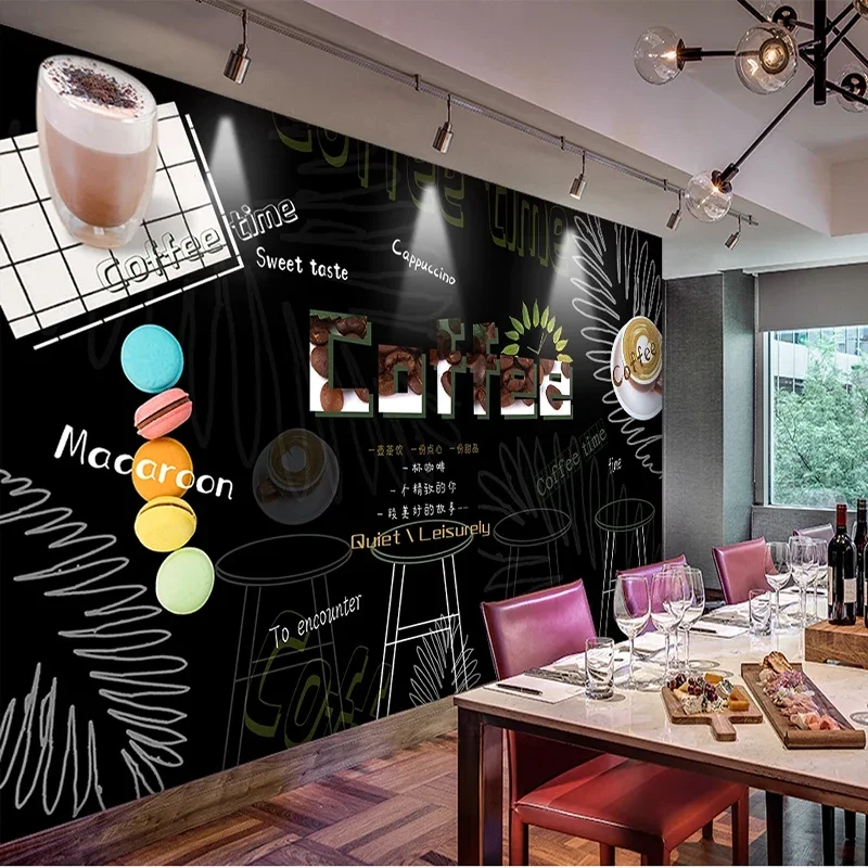 Custom Wall Cloth Modern Personalized Blackboard Leaf Coffee Mural Wall Papers For Living Room Sofa Home Decor 3D Wall Painting