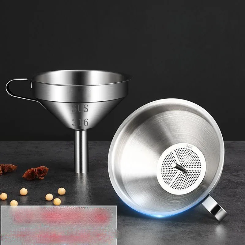 

316 Stainless Steel Funnel Thickened Wine Leakage Large-diameter Small-diameter Oil Pouring Funnel Kitchen Filter Funnel ZF195