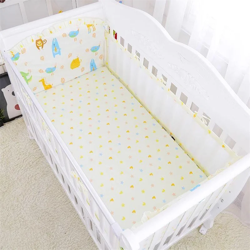 

New Children's Cartoon Print Bedding Set Newborn Anti-collision Protection Bed Bumper Summer Breathable Crib Bumper Sheet Suit