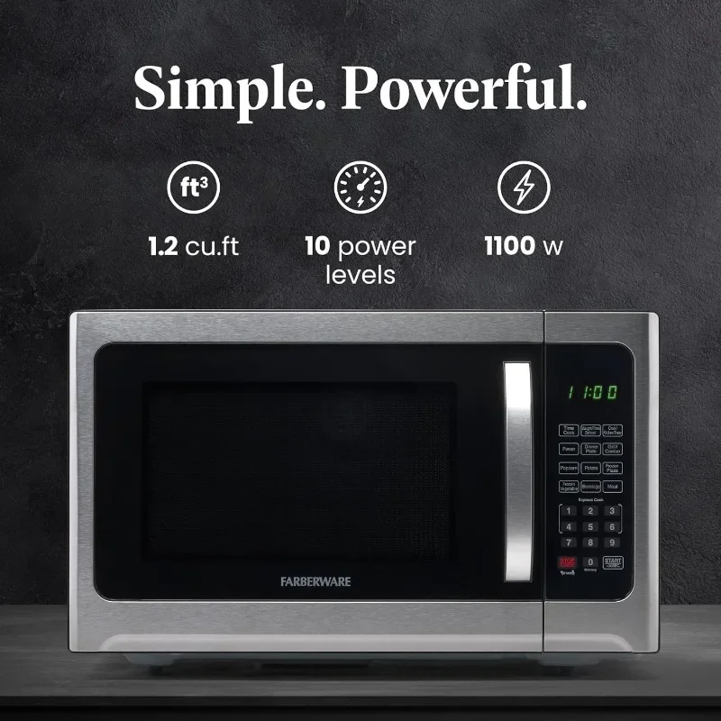 Farberware Countertop Microwave 1100 Watts, 1.2 cu ft - Microwave Oven With Grill Functionality and Child Lock