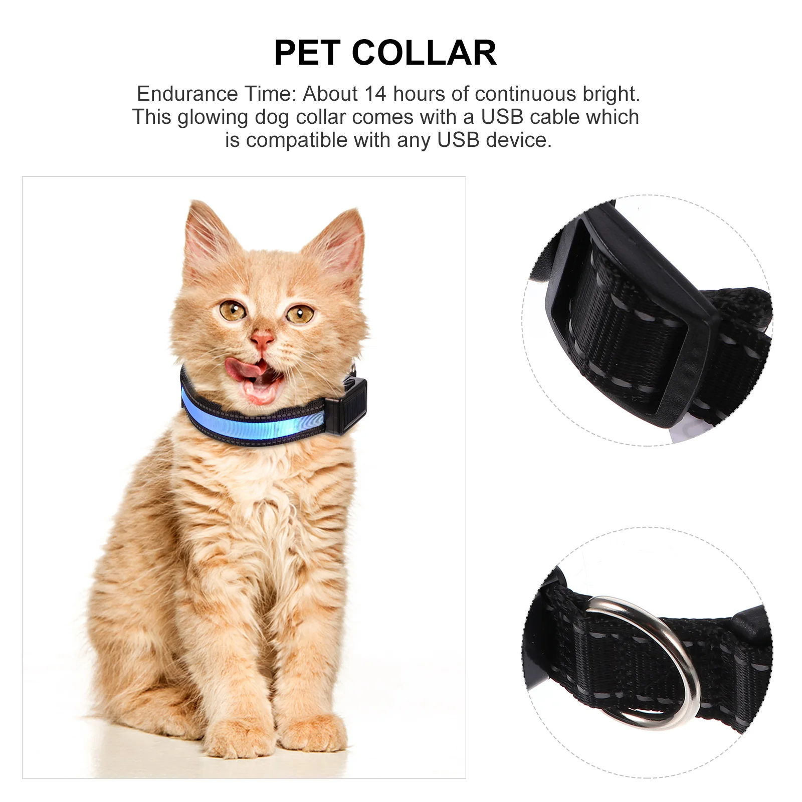 

1Set USB Rechargeable LED Dog Collar Light Up Glowing Flashing Puppy Collar Night Safety Pet Supplies Pet Supplies