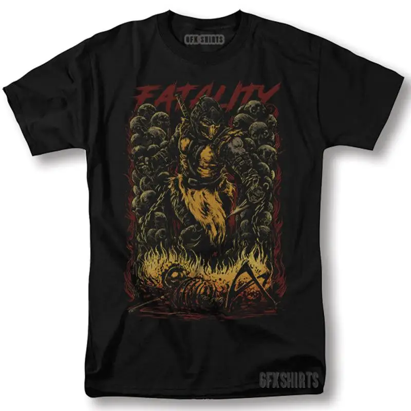 

Рубашка Fatality Mortal Kombat Scorpion Sub-Zero, винтажная футболка с графическим дизайном