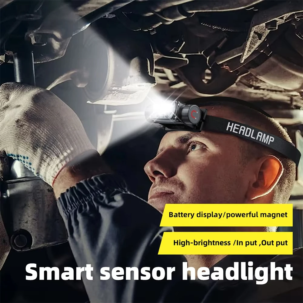 KENSUN LED كشافات الاستشعار العلوي مصباح يدوي 18650 USB قابلة للشحن في الهواء الطلق رئيس مصباح الشعلة وسائط الضوء الأحمر مصباح العمل #1