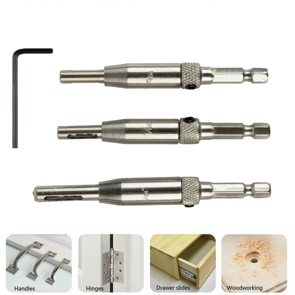 

4Pcs Set Self Centering Hinge Drill Bits HSS Woodworking Hex Groove Hinge Drills Door & Window Positioning Hole Openers