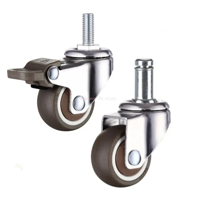 1/1.25/1.5/2 Inch Furniture Casters Wheels Rubber Swivel Castor Trolley Rubber Caster with brake 1pc