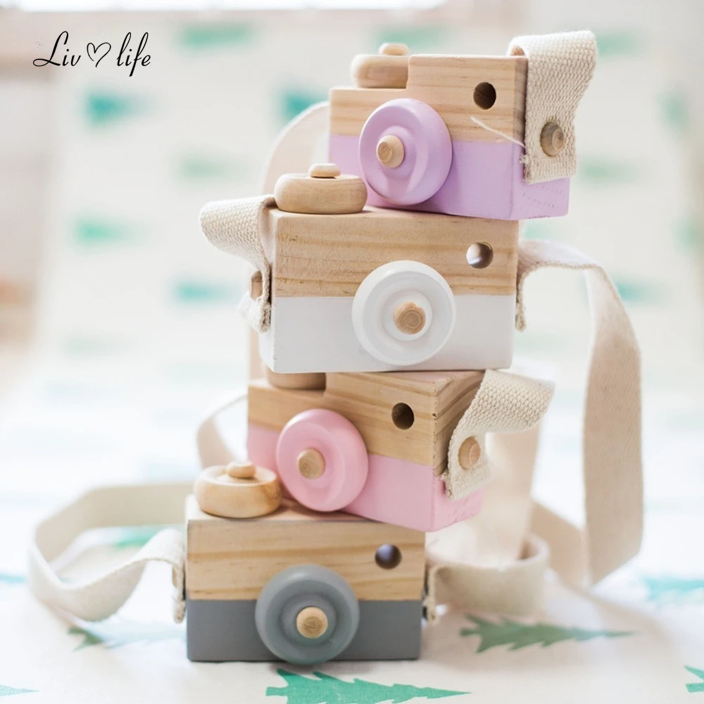 Wooden Camera Creative Props Decorative Ornaments Toys Creative Neck Camera Photography Prop Decoration Educational Play House