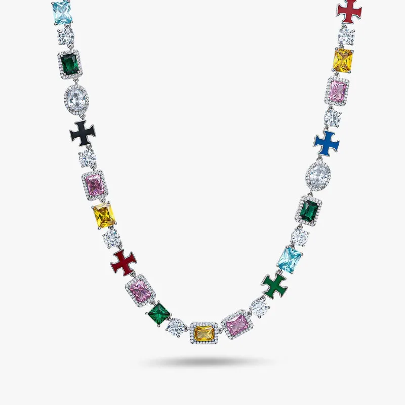 

Hot Sale S925 Sterling Silver D Color Moissanite Color Enamel Fashion Trend Hip Hop Necklace
