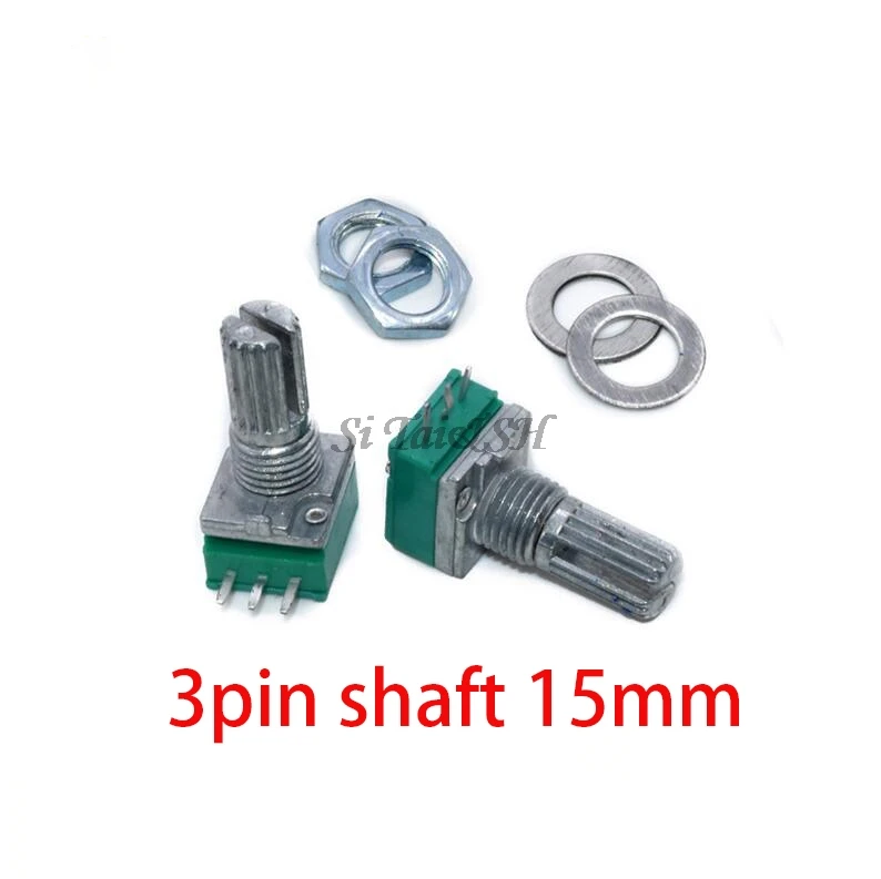 5pcs RK097N 5K 10K 20K 50K 100K 500K B5K with a switch audio 3pin shaft 15mm  amplifier sealing potentiometer