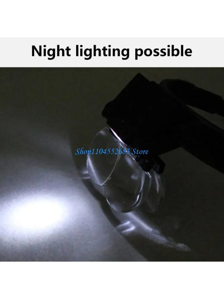 

Y6GD Head Mount Magnifiers with Led Professional Jewelers Loupe Light IlluminatedHeadband Glass for Reading
