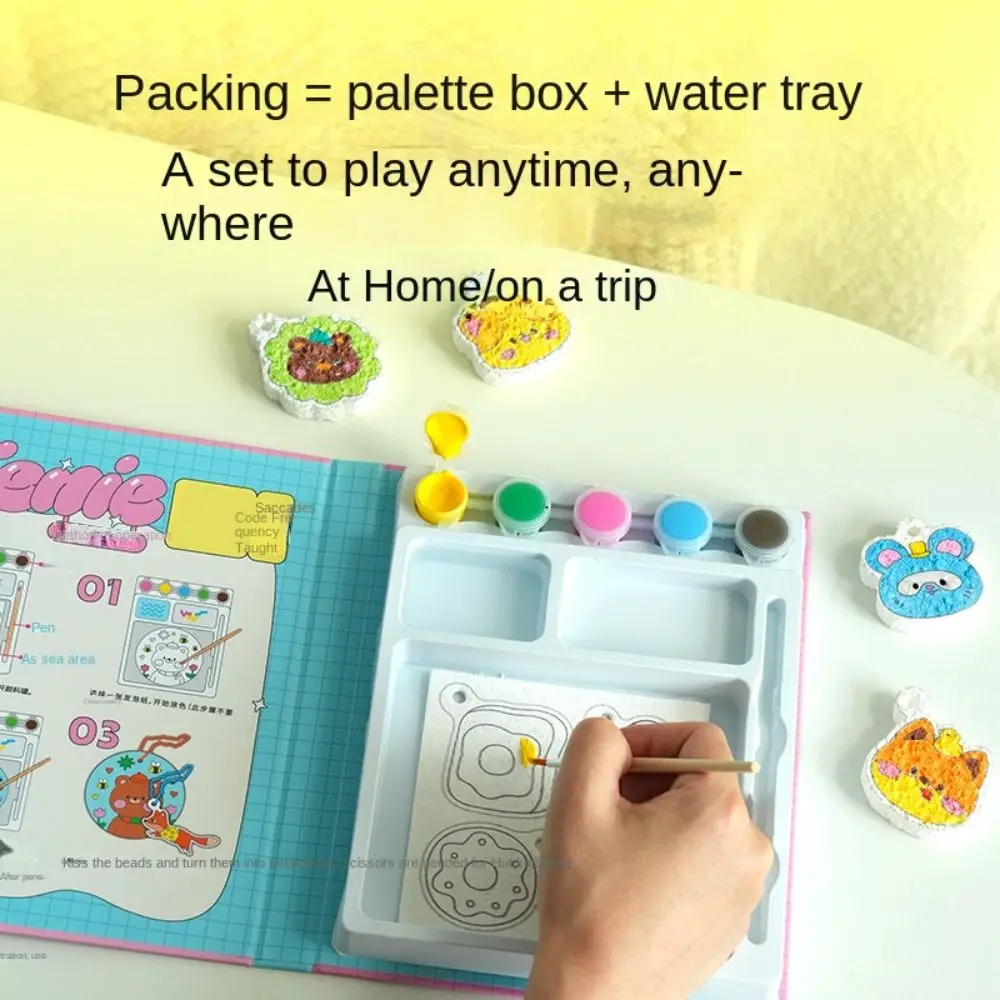 With Easel DIY Puffy Paint Kit Puffy Effect Colorful Pens Drawing Pens Kit Sponge Texture Creative Design Texture Painting