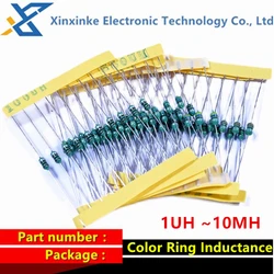 50PCS 1/2W 0410 Color Ring Inductors Inductor  3.3/4.7/6.8/10/22/47/56/100/220/470/680 uH MH Axial RF Choke Coil Inductance DIP