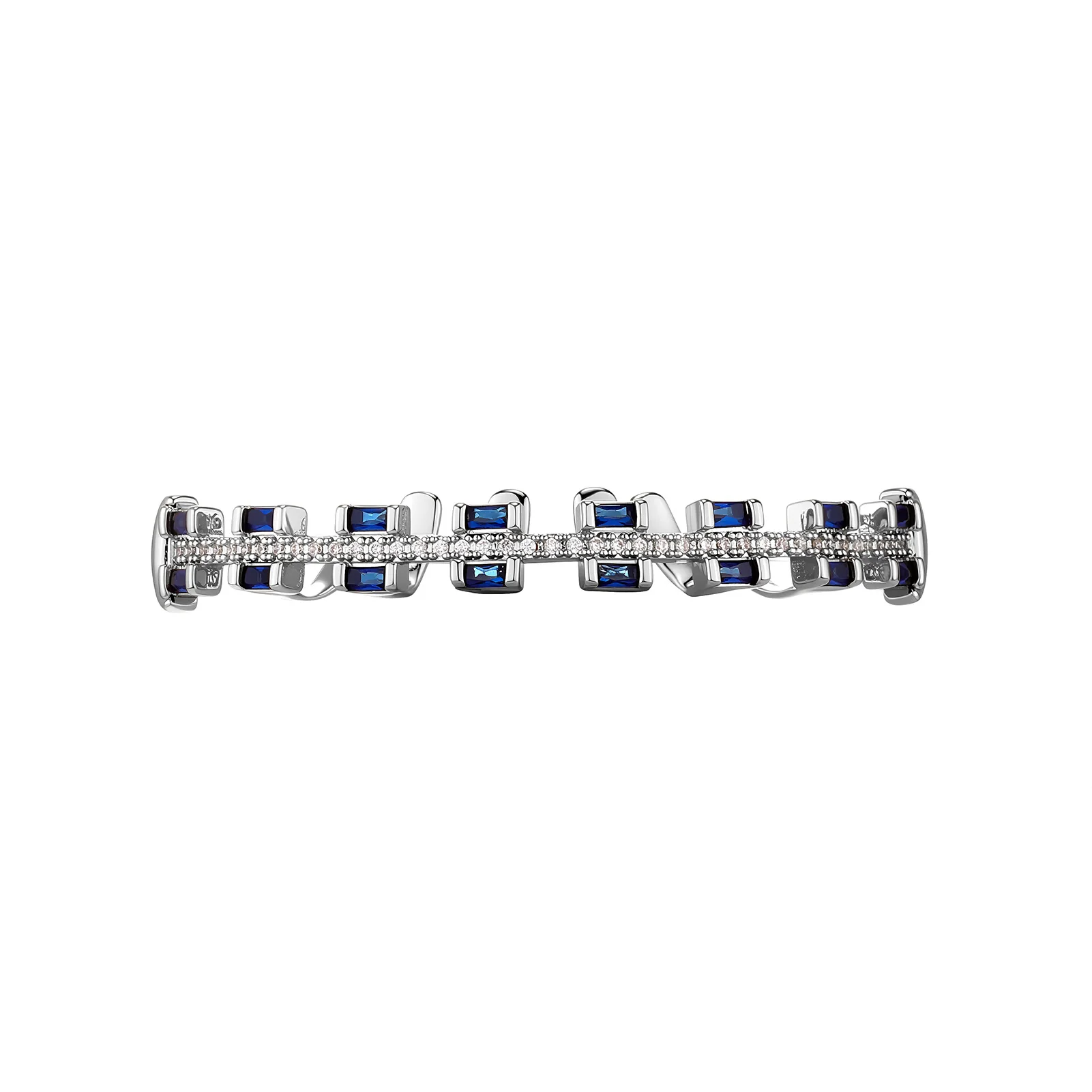 JINAO Hip-Hop Iced Blue Baguette CZ Stein 8 Zähne Rob Grillz Set für Herren & Damen – Glänzende quadratische Grillz für Ober- & Unterkiefer – Punk Rapper Geschenk – Detail 7