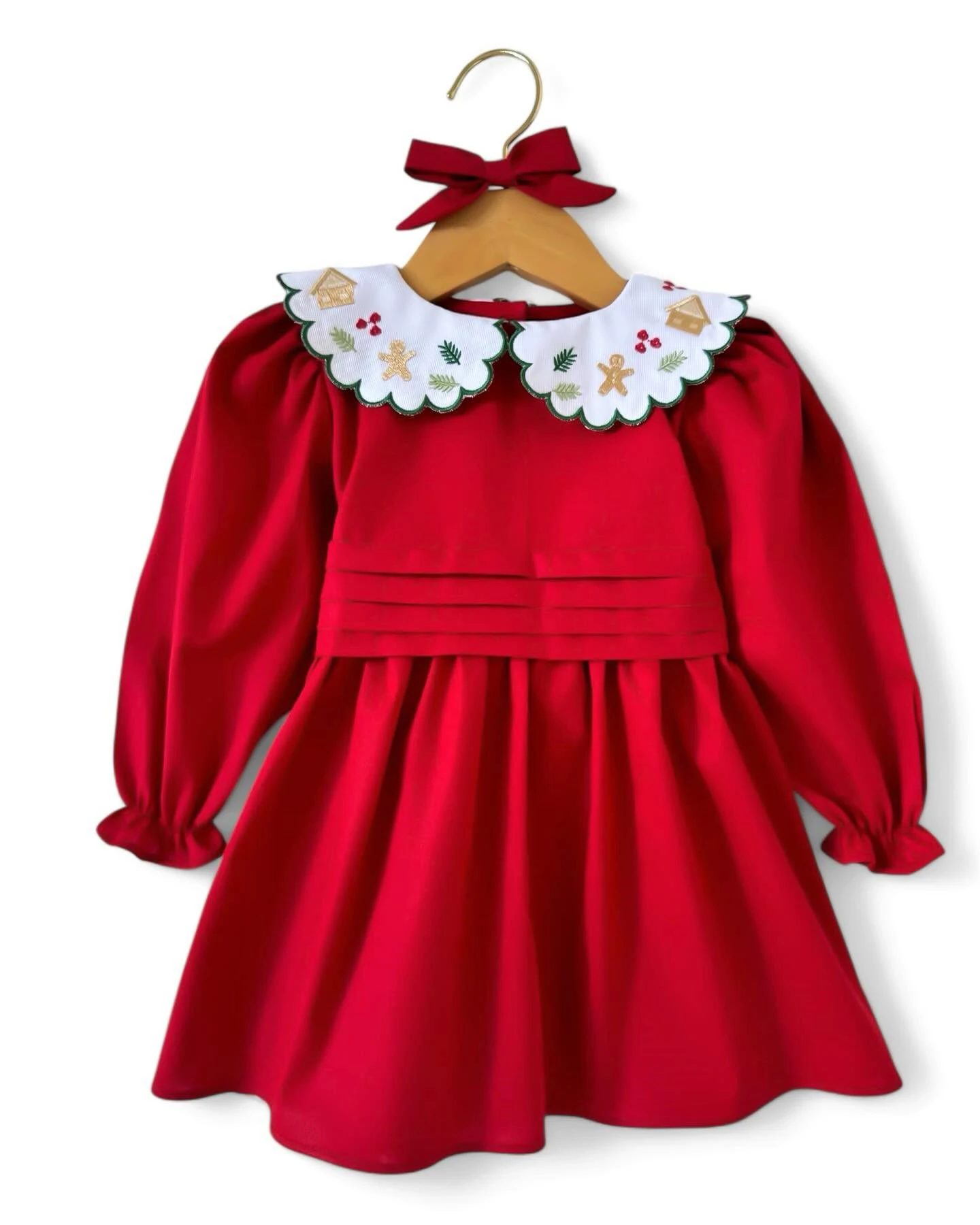 Spring Autumn Girls Gingerbread Man Candy Embroidery Bow Dress Romper Suit For Casual Party Birthday Wedding Photography