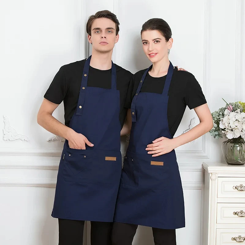 1pc Thin Comfortable Kitchen Aprons for Woman Men Chef Work Apron for Grill Restaurant Shop Cafes Beauty Nails Studios Uniform