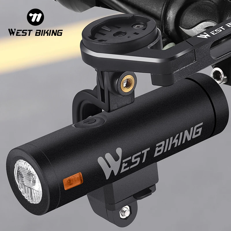 WEST BIKING-Éclairage avant de vélo aste de type C avec support de compteur de vitesse à dégagement rapide, éclairage de sauna de vélo, 1300 lumens,