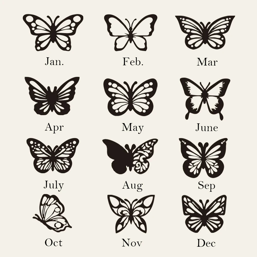 WLP Fashion 12 Months Butterfly Custom Name Pendant Necklace 4mm Cuban Chain Stainlesss Steel Personalized Name Choker Necklace