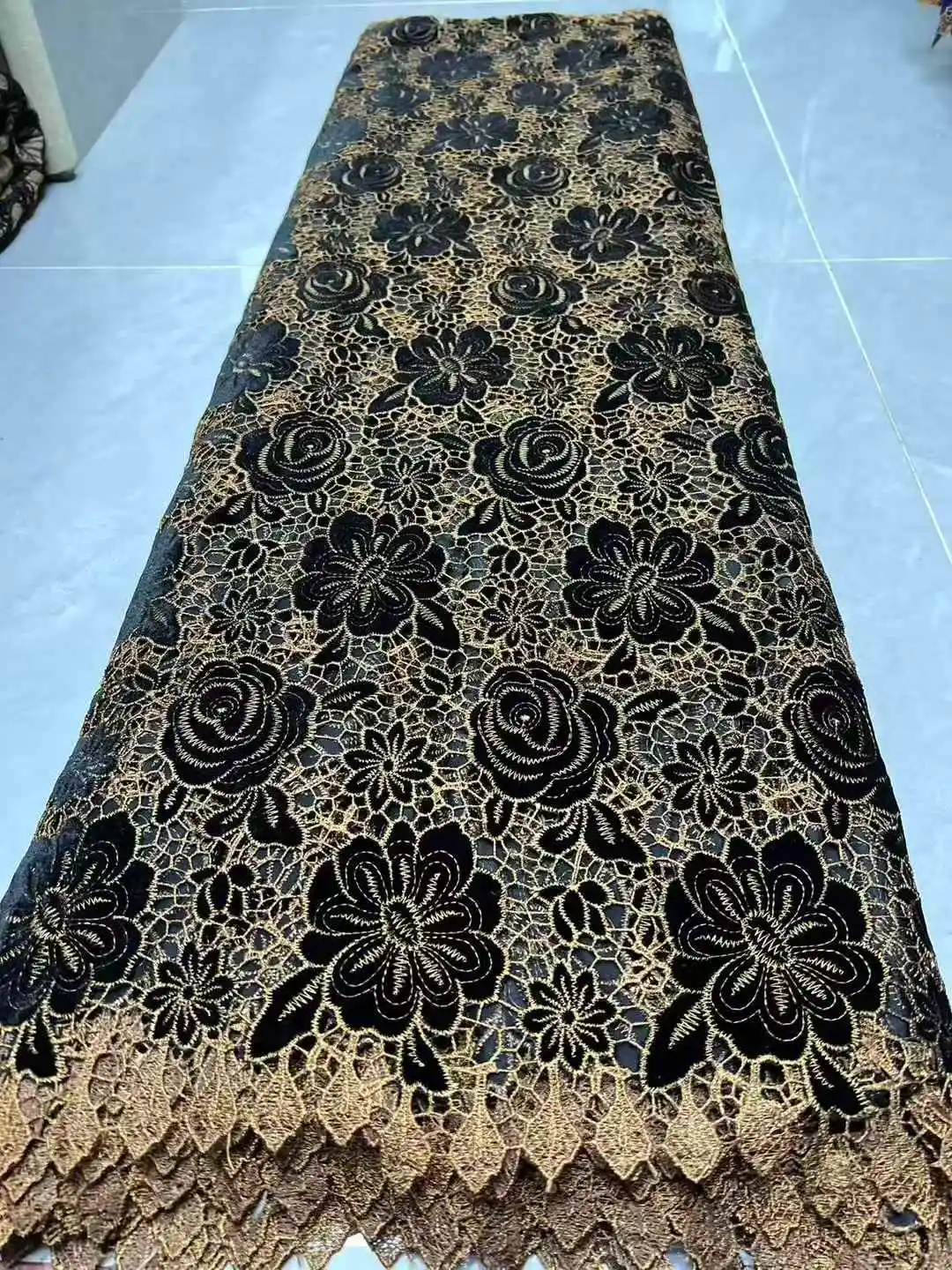 Tela de encaje de terciopelo africano para mujer, materiales bordados nigerianos de alta calidad, venta al por mayor, ropa de fiesta, 2026
