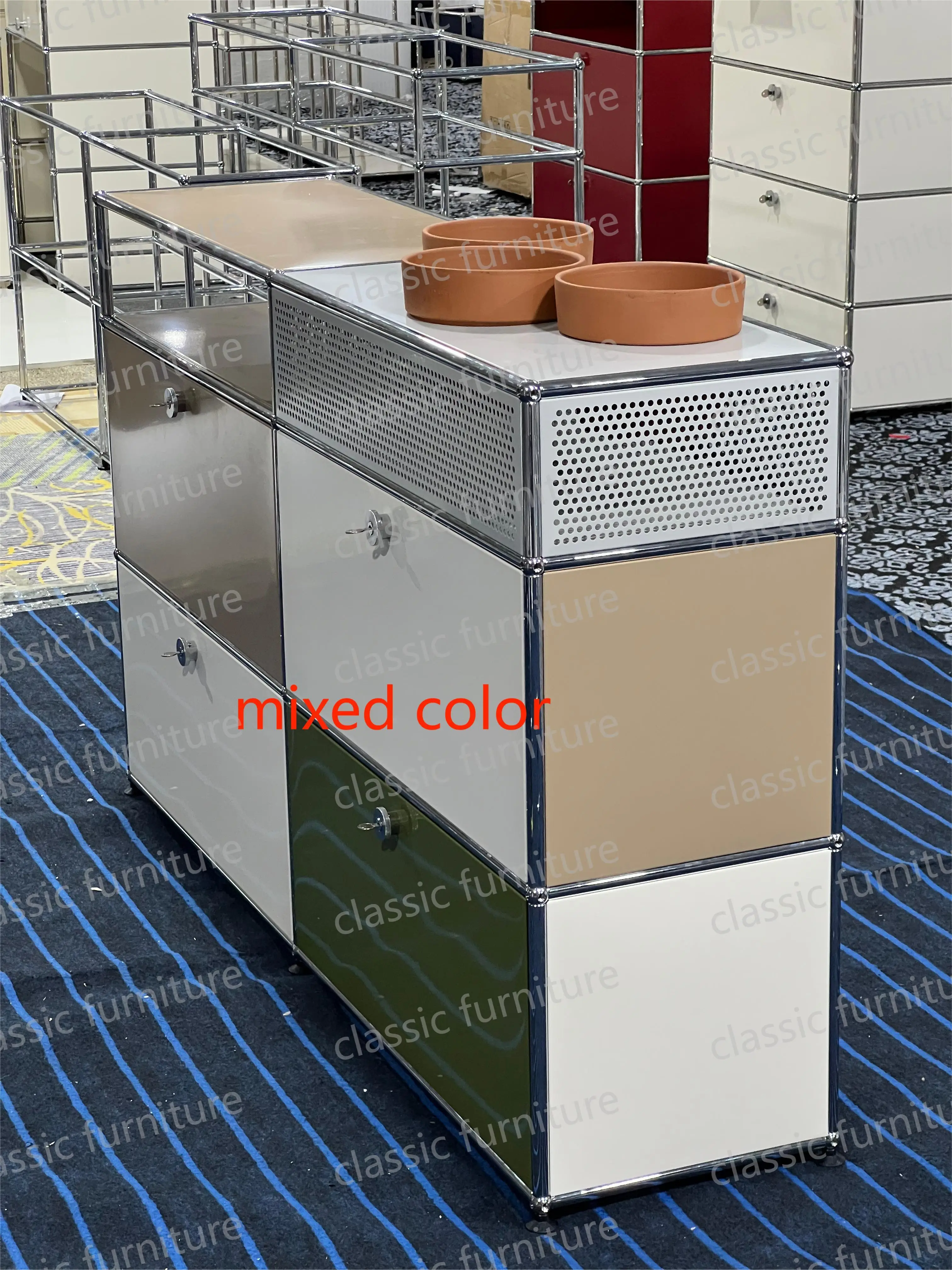 Modular Module Furniture Customized Metal Stainless Steel Cabinet Haller Storage  Sideboard Shelf DIY Living Room