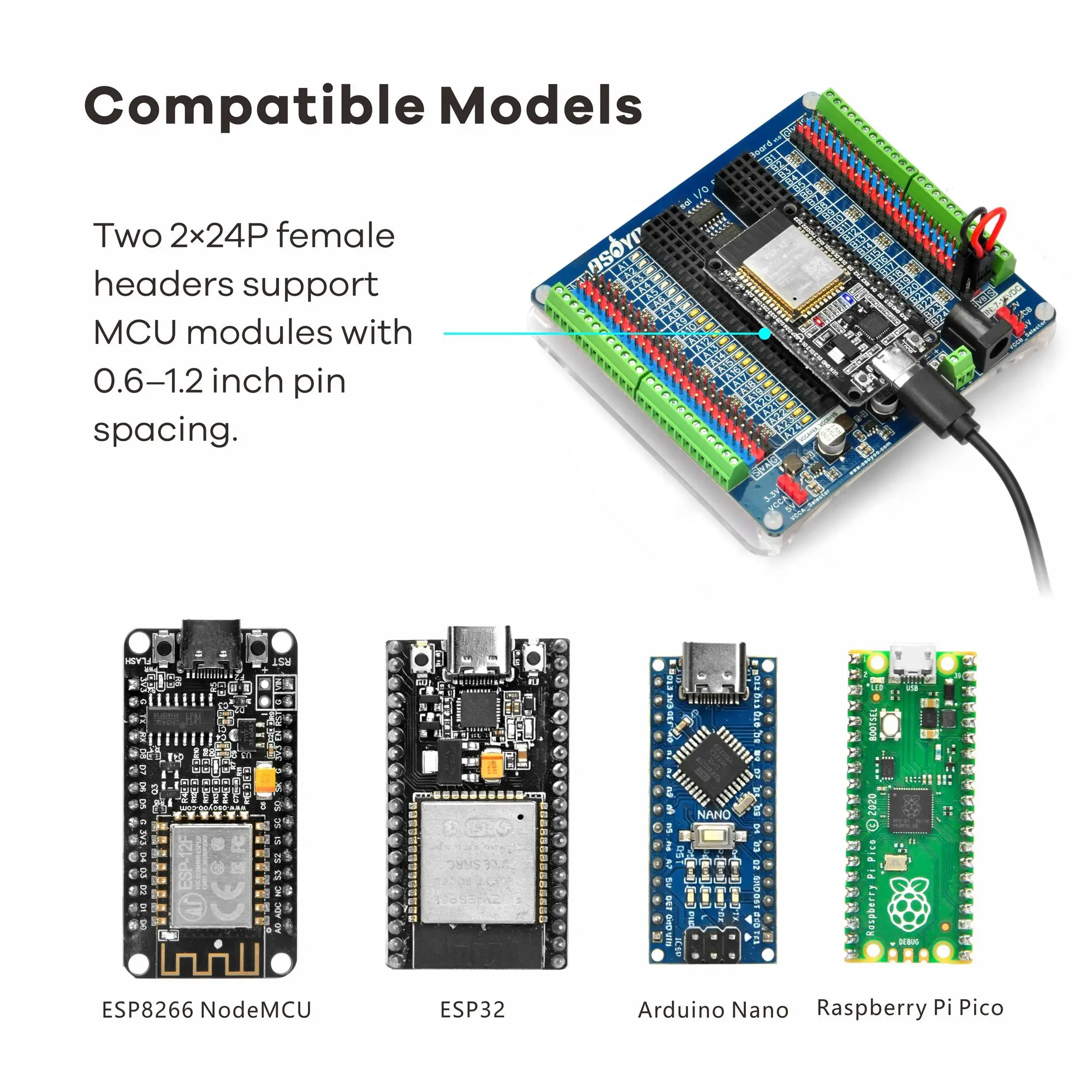 OSOYOO Uniwersalna płytka rozszerzeń IO – Platforma rozszerzeń GPIO i debugowania dla Arduino Nano, ESP32, ESP8266 NodeMCU, Raspberry Pi — zdjęcie produktu 3
