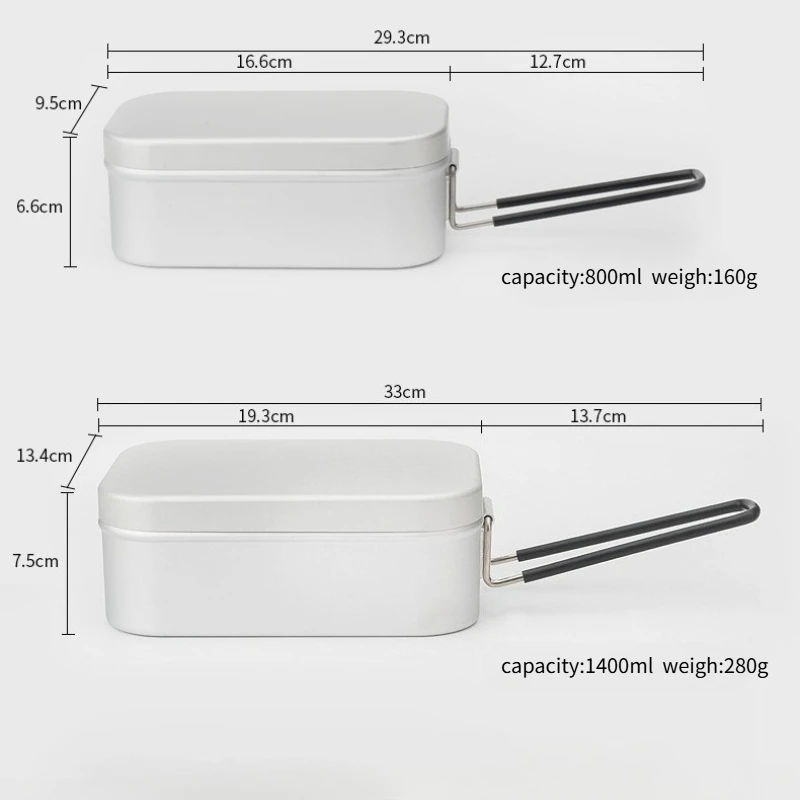 800/1400ML Aluminum Lunch Boxes Travel Camping Tableware Mess Tin Outdoor Picnic Tourist Bowl Dishes Bento Hiking Supplies view 6
