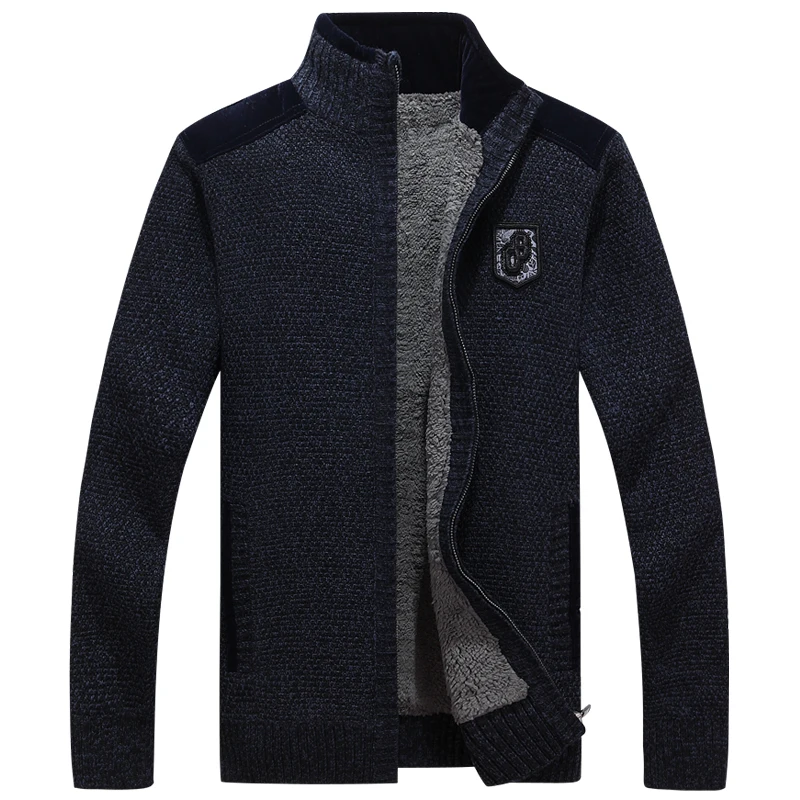 High Quality Men Sweaters With Zippers Thick Fleece Warm Black Casual  Winter Men Cardigan Wool 2019 Big Size XXXL