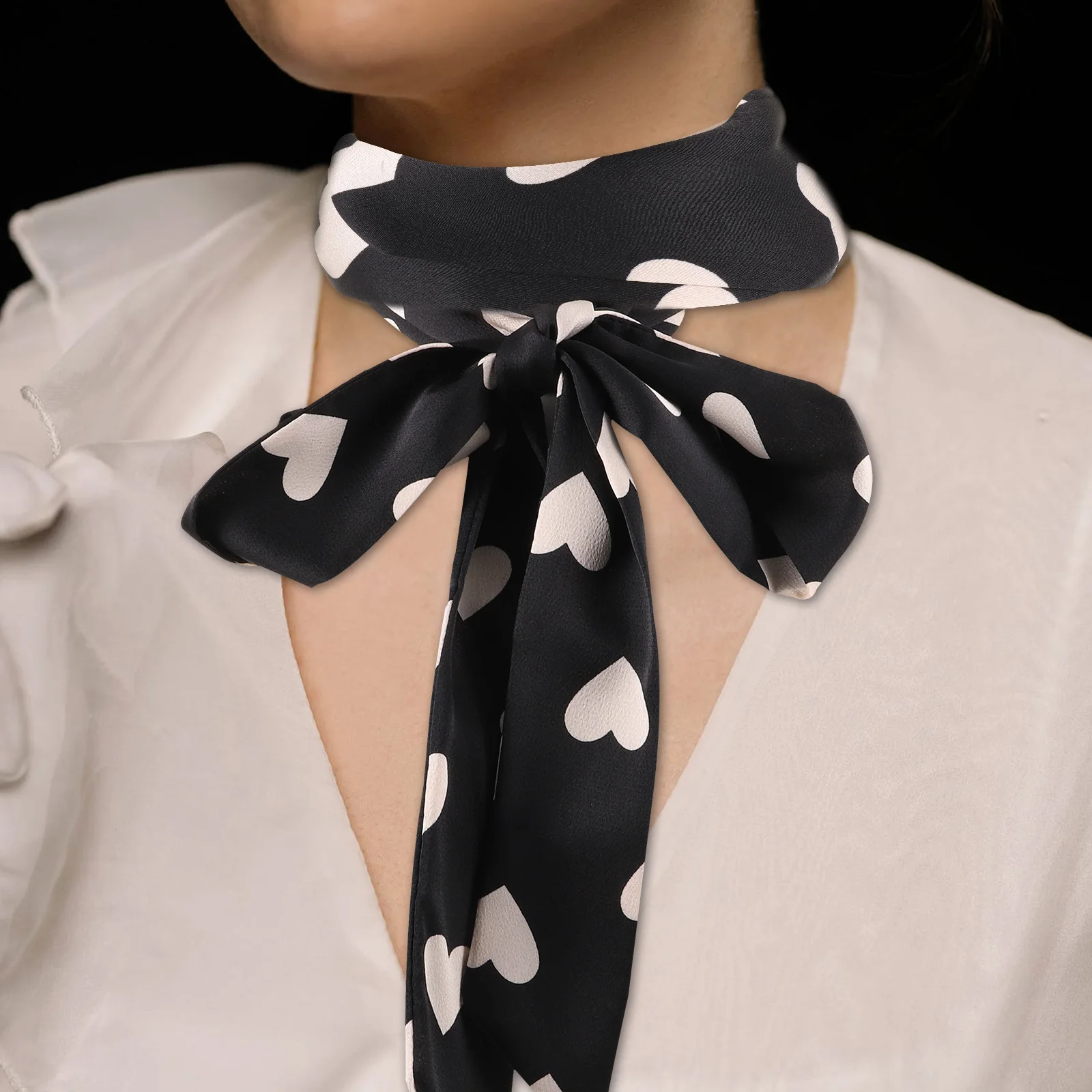 

Print Narrow Neck Scarf Women Fashionable Fabric Lady Hair Accessory Travel Wedding Photos Vacations