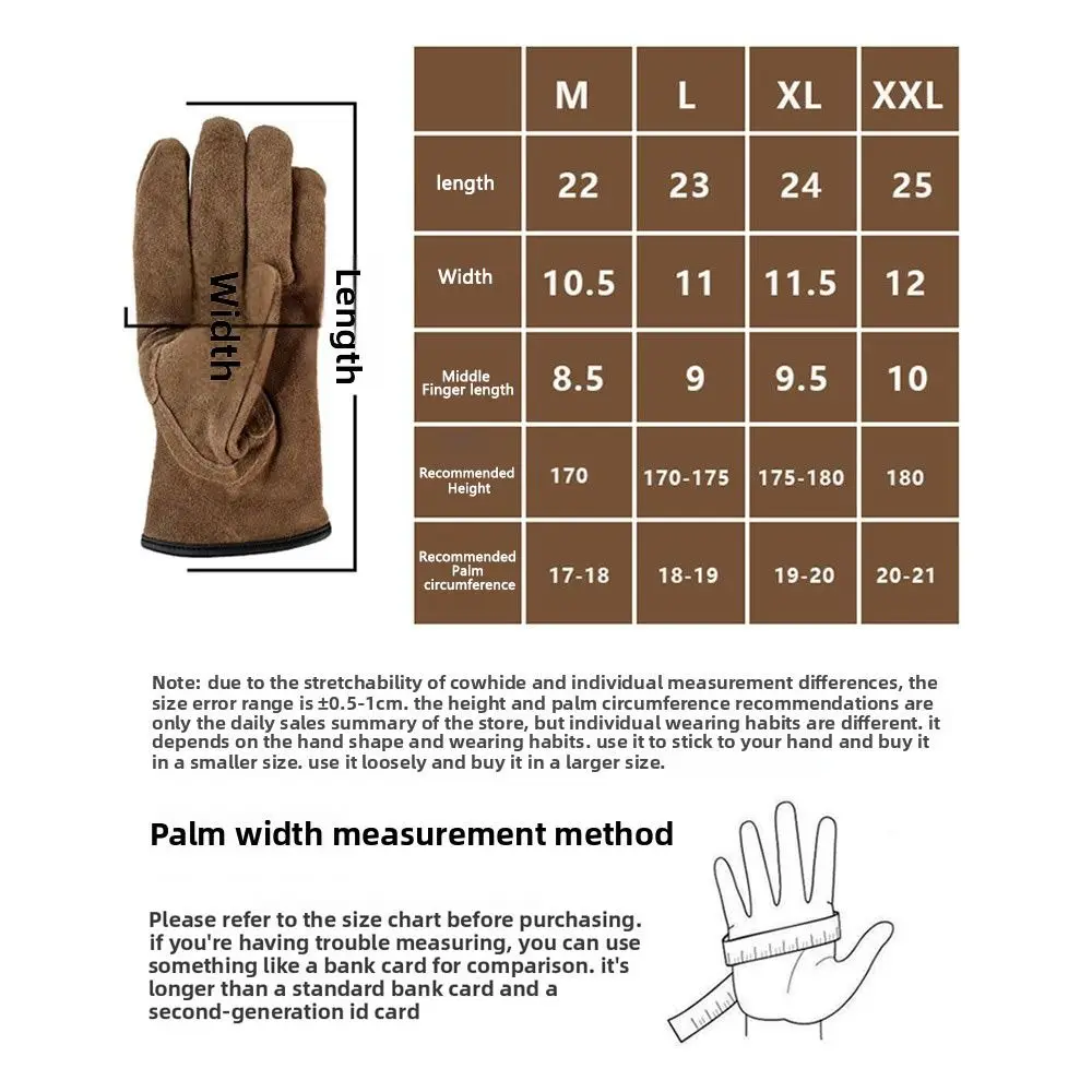 سلامة جلد البقر الرجال قفازات العمل قبضة قوية سميكة الثقيلة قفازات ارتداء قفازات أمان مقاومة الحماية الأمنية #6