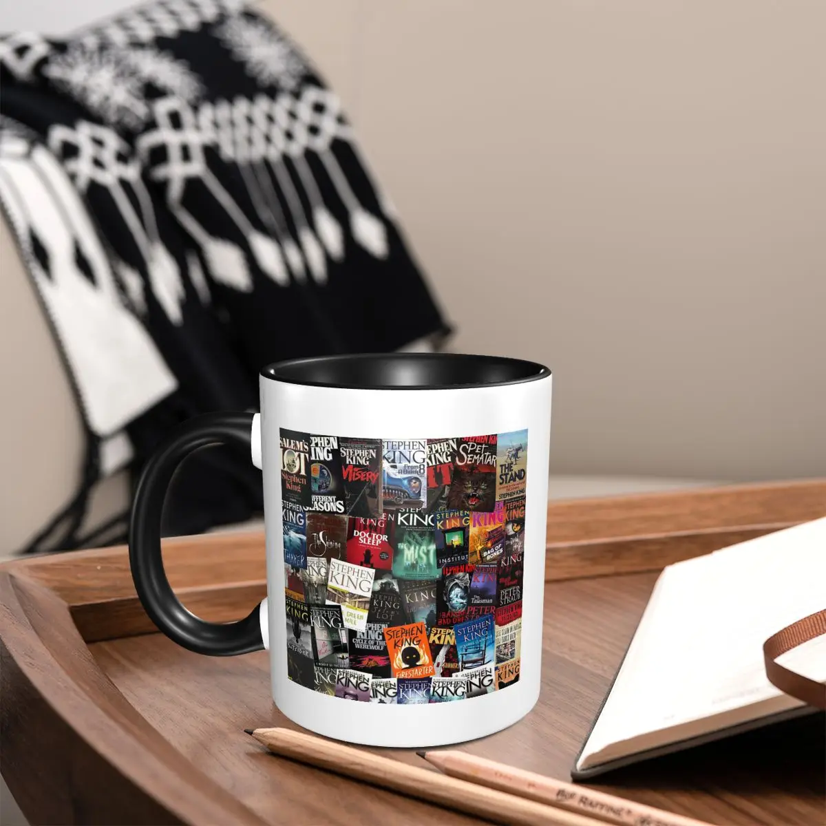 Stephen King Book Covers, Horror Bookworm Mug Funny Ceramic Coffee Cups Tea Mugs Milk Cup Drinkware Gifts for Woman Man