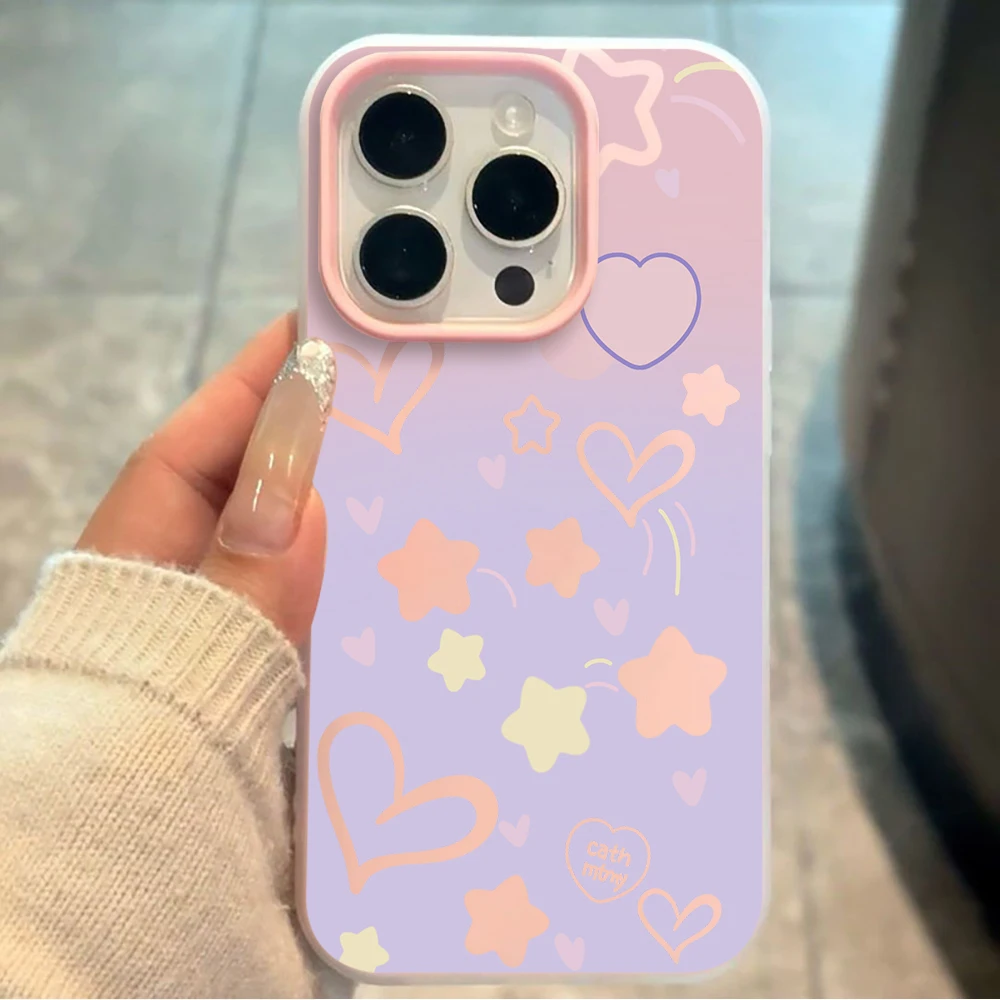 Чехол для телефона Kawaii с рисованными вручную сердечками и текстурой желе для Xiaomi 17 Pro Max 15 T Pro 14 T Mi 11 Lite 5G, силиконовый, мягкий, матовый