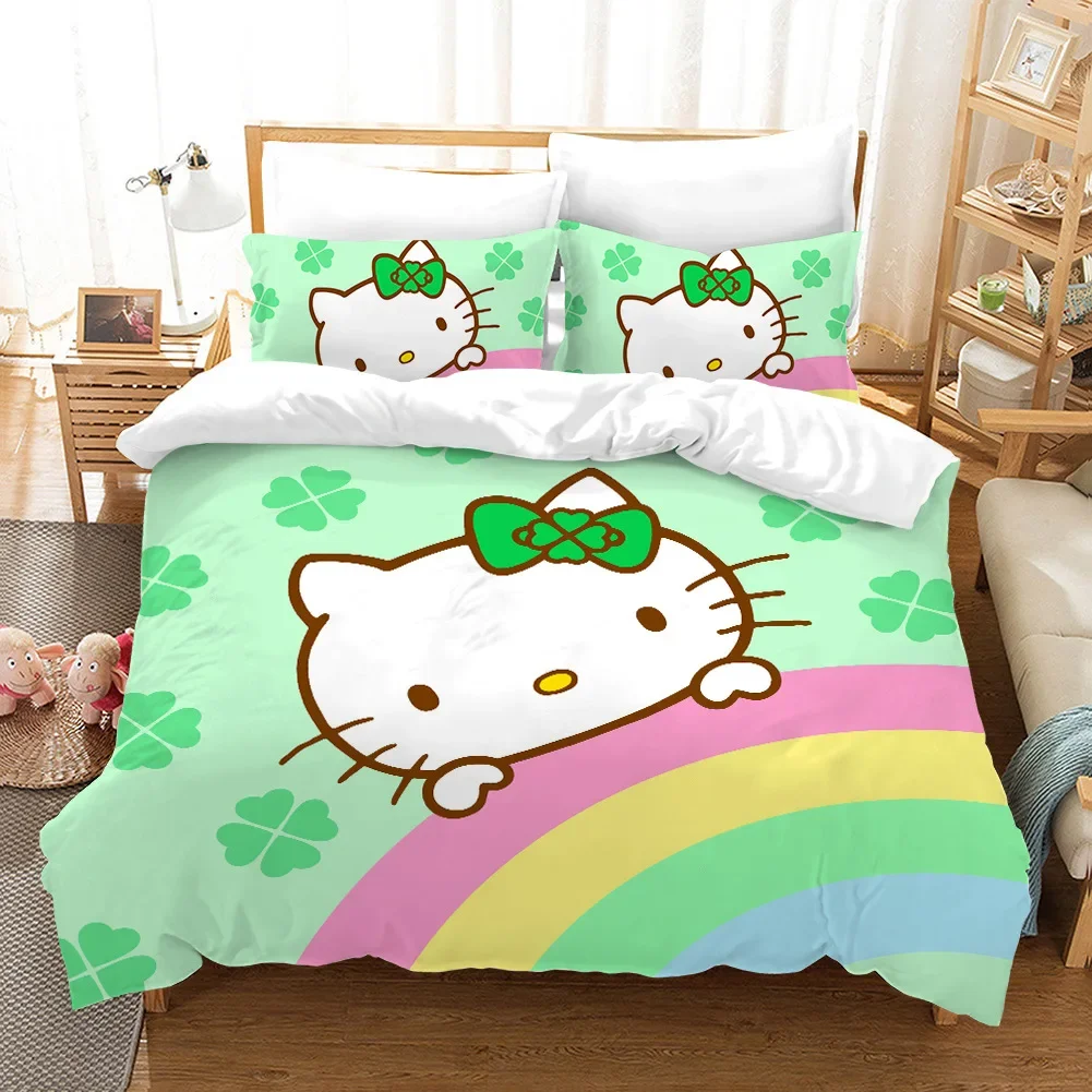 Sanrio Hello Kitty My Melody Kuromi Bedding Sets Comforter Quilt Bed Cover Duvet Cover Pillow Case 2-3 Pieces Sets for Kids