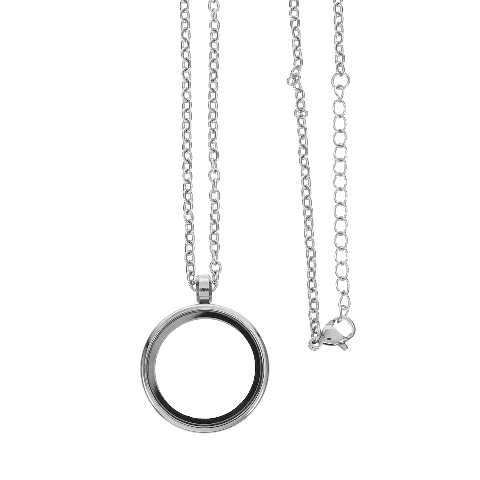 

Clear Glass Floating Locket Pendant Stainless Steel Openable Screw Top DIY Jewelry Making Kit Memory Locket for Women Photo