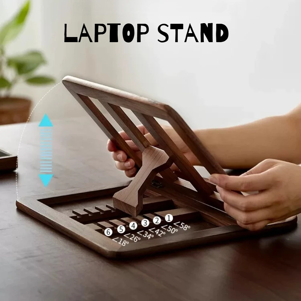 

Laptop Stand Wooden Custom Original Foldable Vertical Bracket Heat Dissipation Lifting Frame Notebook Tablet Support Stand Gift