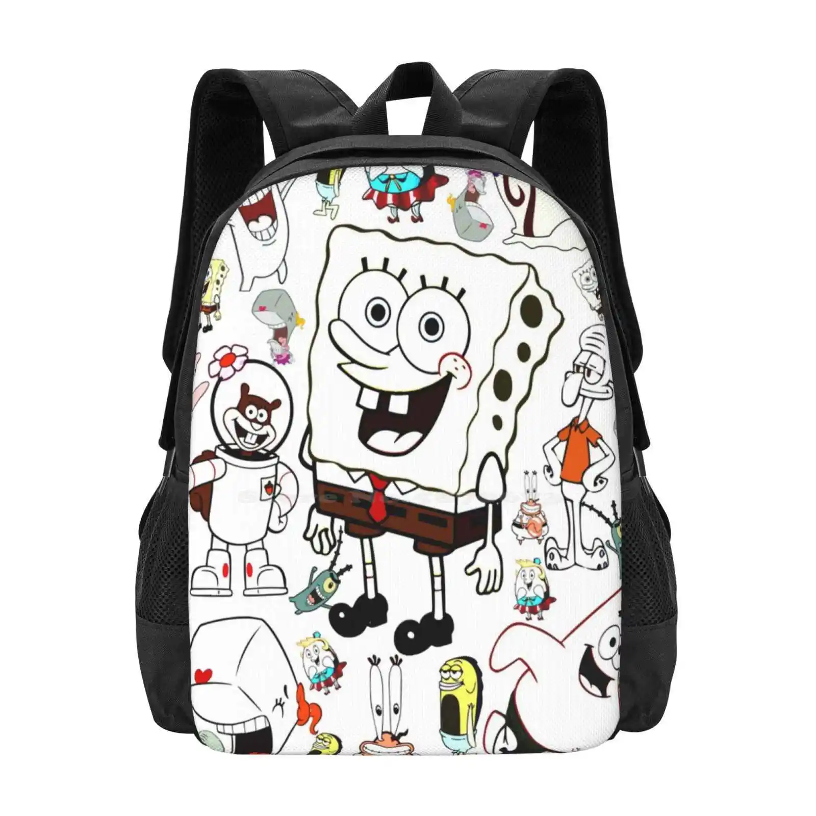 Family Fashion Pattern Design Travel Laptop School Backpack Bag Spngebob Sponge Squarepants Cartoon Anime Patrick Star Mr Crab