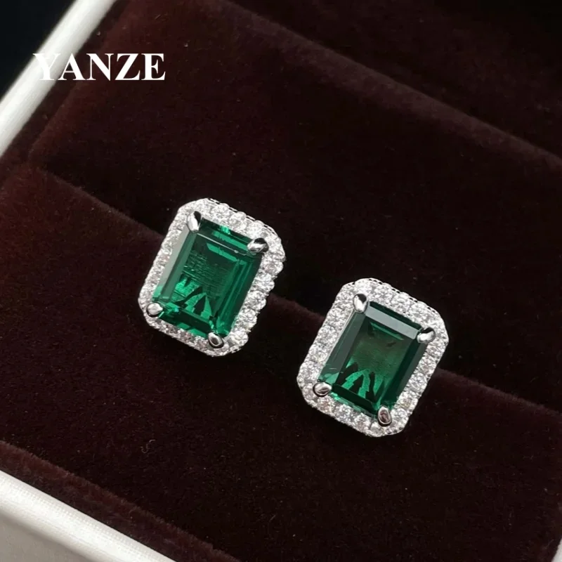 

Vintage 3CT Lab Emerald Earrings 100% Real 925 Sterling Silver Necklace Earrings Fine Jewelry For Women