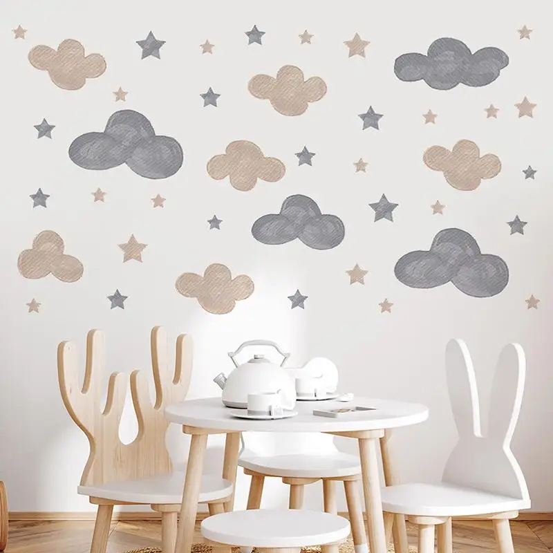 Starry Cloud Warm Wall Stickers Children's Room Kindergarten Decoration Wallpaper Self-adhesive PVC Stickers